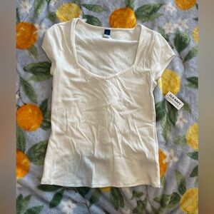 Old Navy Women's White Ribbed Tee